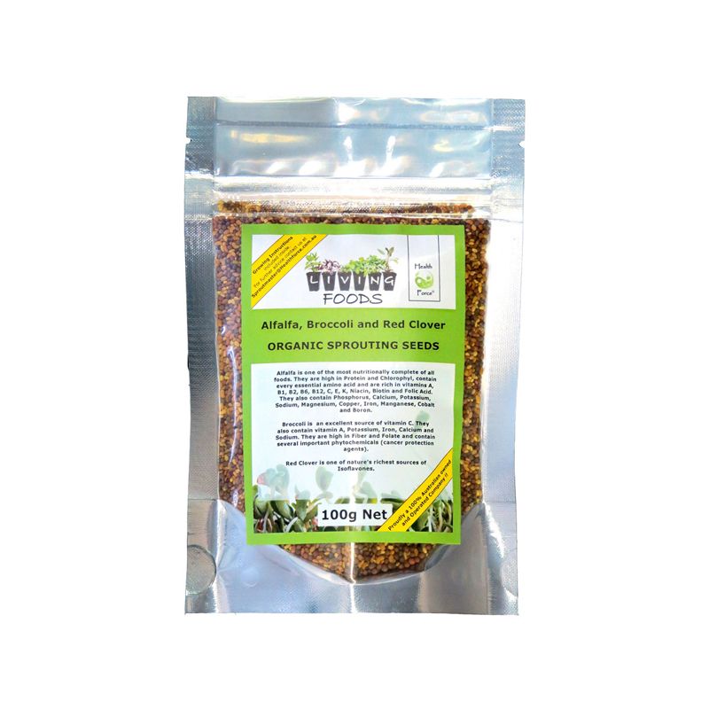 Alfalfa, Broccoli & Red Clover Organic Sprouting Seed Mix - Health Force